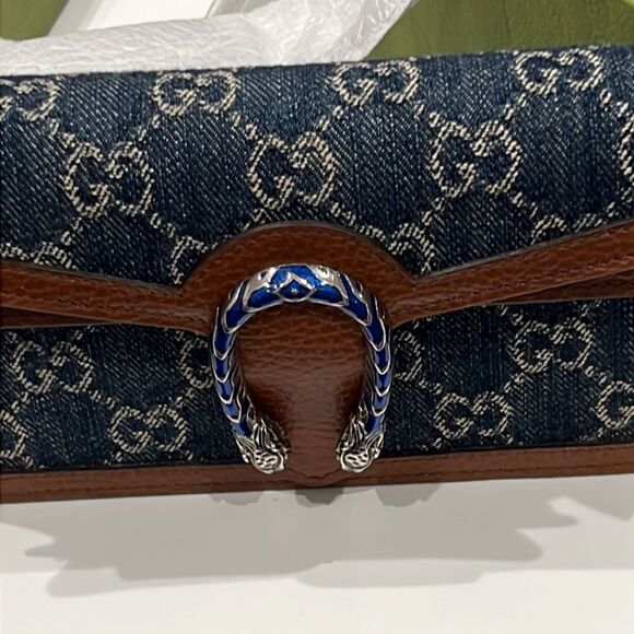 Gucci Super Mini Dionysus Jacquard leather/Denim Bag NWT - Picture 6 of 10
